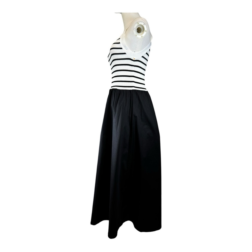 Moon River Black White Striped Knit Poplin Maxi Dress Medium Neutral Boho - Picture 4 of 8